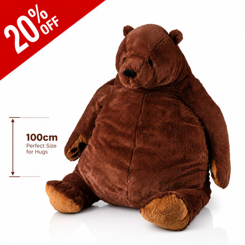 100cm giant brown bear soft - brown,