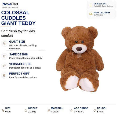 Giant teddy bear 90cm plush - -,