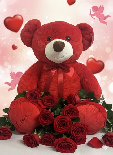 Giant red teddy bear - ,